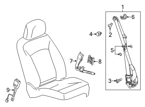 2015 Cadillac CTS Seat Belt Belt & Retractor Diagram for 19258324