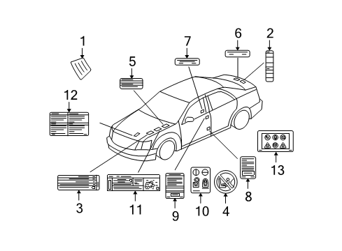 2005 Cadillac STS Information Labels Info Label Diagram for 25769884