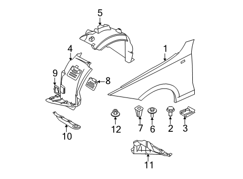 2011 BMW 335i Fender & Components Cover, Wheel Housing, Front Left Diagram for 51717059377