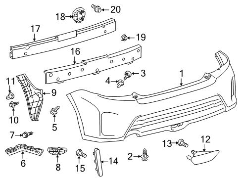 2016 Scion tC Rear Bumper Upper Retainer Diagram for 52562-21020