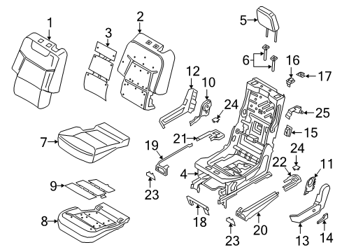 2022 Ford Explorer Second Row Seats Seat Cushion Pad Diagram for LB5Z-7863841-A