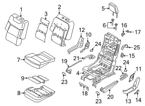 2022 Ford Explorer Second Row Seats Seat Cushion Pad Diagram for LB5Z-7863840-A