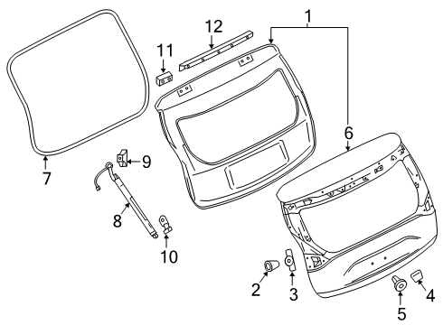 2017 Nissan Murano Lift Gate Stay Assy-Back Door, LH Diagram for 90451-5AA0A