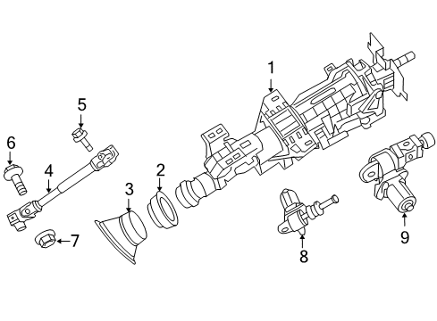 2009 Nissan Maxima Steering Column & Wheel, Steering Gear & Linkage Column Assy-Steering, Upper Diagram for 48810-JA06B