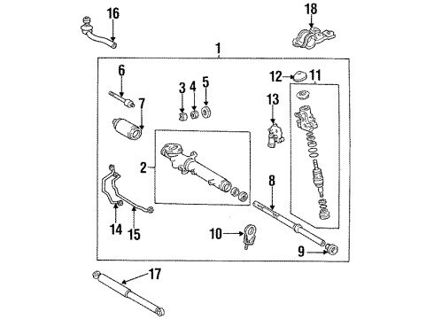 1993 Lexus GS300 P/S Pump & Hoses, Steering Gear & Linkage End Sub-Assembly Diagram for 45504-39025