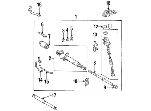 1993 Lexus GS300 P/S Pump & Hoses, Steering Gear & Linkage Damper Assy, Steering Diagram for 45700-30020