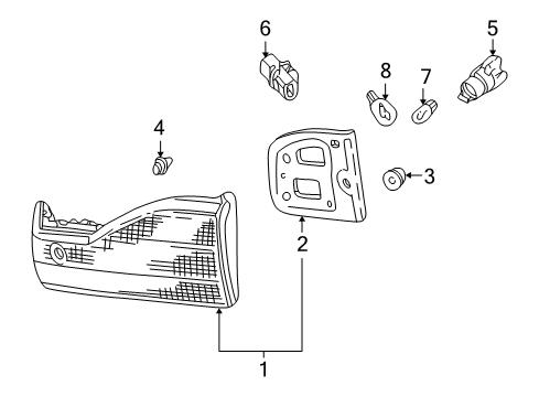 2000 Honda Accord Tail Lamps Lamp Unit, L. Lid Diagram for 34156-S84-A00