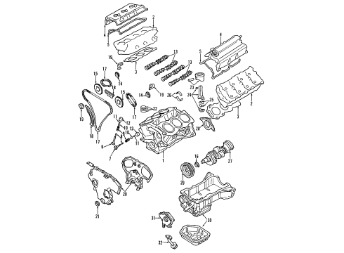 2006 Nissan Xterra Engine Parts, Mounts, Cylinder Head & Valves, Camshaft & Timing, Oil Pan, Oil Pump, Crankshaft & Bearings, Pistons, Rings & Bearings, Variable Valve Timing Piston, W/PIN Diagram for 12010-EA205