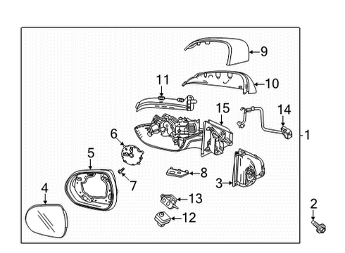 2022 Chevrolet Bolt EUV Outside Mirrors Mirror Assembly Gasket Diagram for 42779366