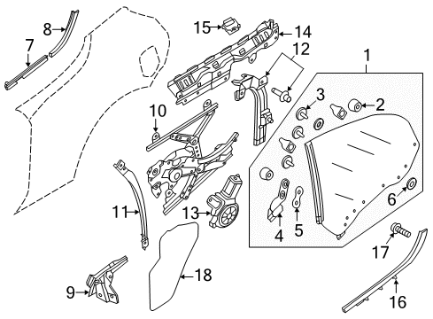 2013 Nissan Murano Quarter Window Switch Assy-Power Window, Rear Diagram for 25421-1GR0A