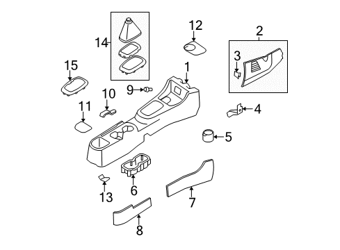 2007 Hyundai Accent Center Console Console-Front Diagram for 84611-1E200-QS