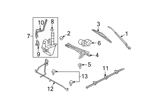 2010 Mercury Mariner Wiper & Washer Components Washer Hose Diagram for 8L8Z-17A605-B