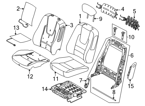 2012 Ford Fusion Front Seat Components Seat Cushion Pad Diagram for 6E5Z-54632A23-A