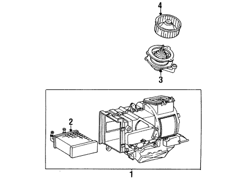 1984 Toyota Corolla Blower Motor & Fan Heater Assembly Diagram for 87150-12240