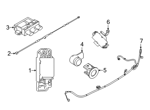 2019 Nissan Rogue Electrical Components - Rear Bumper Sensor Assy-Distance Diagram for 28438-7FM7C