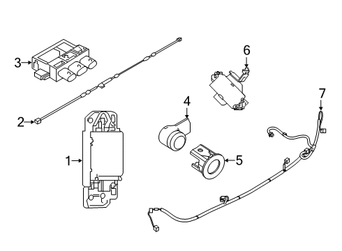 2019 Nissan Rogue Electrical Components - Rear Bumper Cover Diagram for 28533-7FL0B