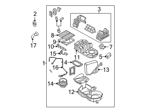 2008 Kia Sorento Air Conditioner EVAPORATOR & Blower Diagram for 976013E360