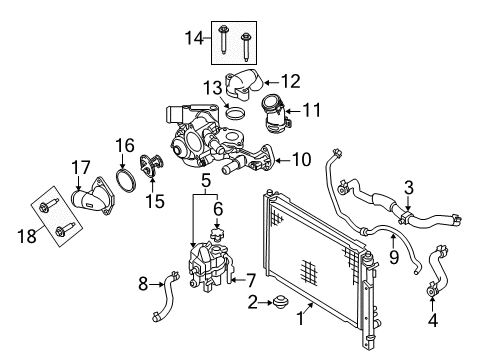 2010 Mercury Mariner Radiator & Components Upper Hose Diagram for 9L8Z-8286-B