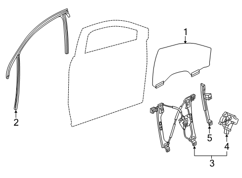 2022 GMC Acadia Front Door Glass & Hardware Run Weatherstrip Diagram for 84852425