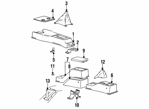 1992 Hyundai Elantra Center Console Seal-Rear Console Diagram for 84676-33000