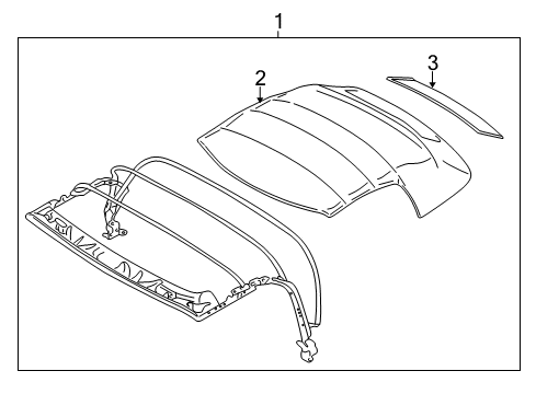1999 BMW Z3 Convertible Top Rear Window With Zip Fastener Diagram for 54318401027