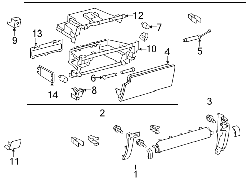 2014 Toyota 4Runner Glove Box Panel Assembly Diagram for 55303-35060-C0