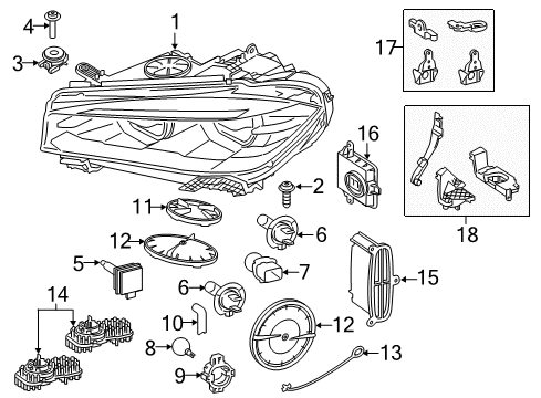 2015 BMW X6 Headlamps Headlight Led Diagram for 63117354974