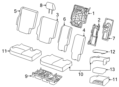 2018 Dodge Journey Rear Seat Components Seat Cushion Foam Diagram for 68042316AA