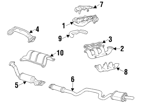 1998 Oldsmobile Intrigue Exhaust Components Exhaust Muffler Assembly (W/ Exhaust Pipe & Tail Pipe) Diagram for 10413105
