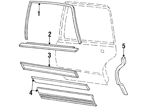 1985 Oldsmobile 98 Rear Door Molding Diagram for 20515993