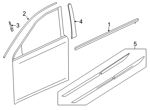 2014 Acura RLX Exterior Trim - Front Door Garnish, Left Front Door Center Pillar Diagram for 72470-TY2-A02