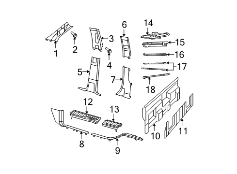 2011 Ram 1500 Interior Trim - Cab Panel-C Pillar Diagram for 1DX59BD1AA