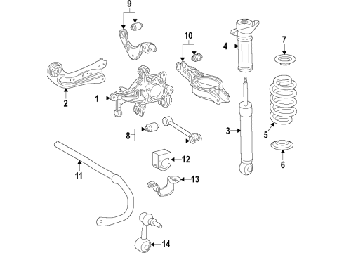 2019 Toyota C-HR Rear Suspension Components, Lower Control Arm, Upper Control Arm, Stabilizer Bar Coil Spring Diagram for 48231-10440