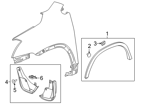 2022 Chevrolet Trax Exterior Trim - Fender Wheel Opening Molding Diagram for 42490924