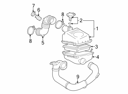 2003 Toyota Corolla Air Intake Upper Cover Diagram for 17705-0D050