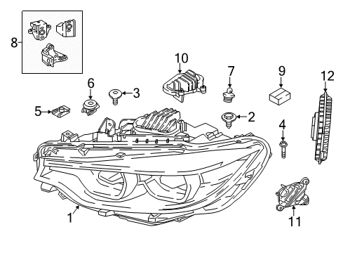 2018 BMW M3 Headlamps Led Module, Direction Indicator, Right Diagram for 63117493234