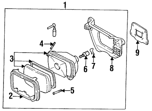 1994 Honda Passport Headlamps Headlight Unit, Driver Side Diagram for 8-97024-689-0
