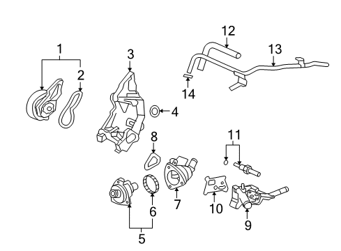 2011 Honda CR-V Powertrain Control Water Pump Diagram for 19200-R40-A01