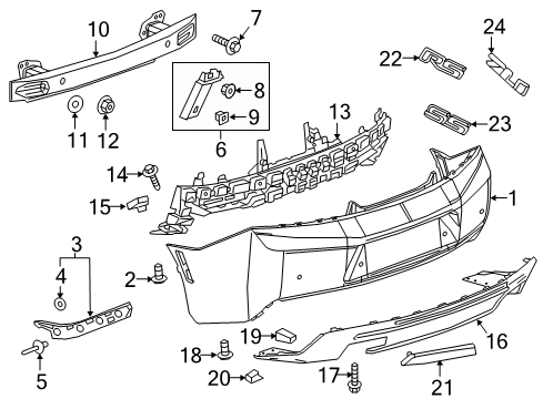 2019 Chevrolet Camaro Rear Bumper Lower Bracket Diagram for 23281500