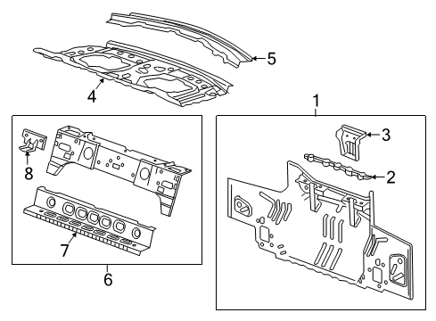 2020 Chevrolet Camaro Rear Body Striker Reinforcement Diagram for 23508188
