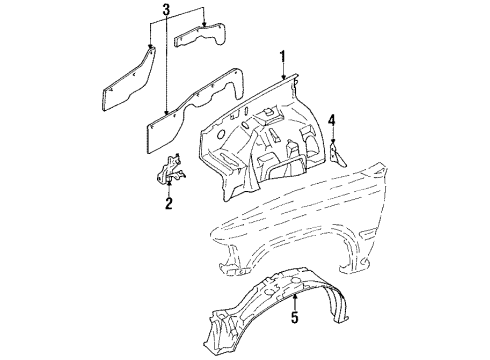 1990 Toyota Pickup Inner Components - Fender Splash Shield Diagram for 53736-89130