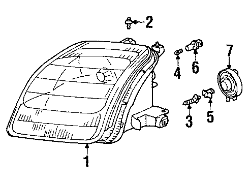 2000 Honda Prelude Bulbs Headlight Unit, Passenger Side Diagram for 33101-S30-A02