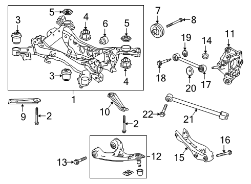 2022 Honda Passport Rear Suspension Arm, Left Rear (Upper) Diagram for 52520-TZ5-A00