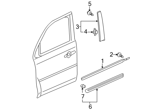 2014 Honda Pilot Exterior Trim - Front Door Garn Assy, L. Diagram for 72470-SZA-A01