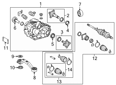 2019 Lexus RX450hL Axle & Differential - Rear Boot Kit, Rear Drive Shaft Diagram for 04429-58051