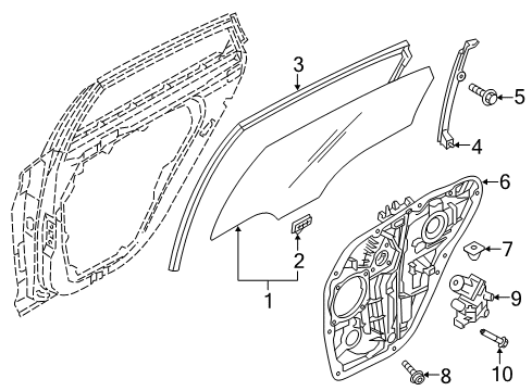2017 Hyundai Sonata Rear Door - Glass & Hardware Run&Channel-Rear Door Delta Lower, LH Diagram for 83535-C1000