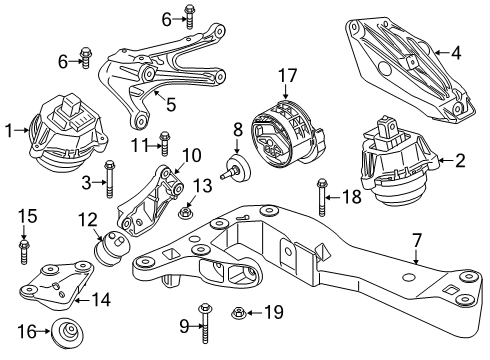 2020 BMW 840i Engine & Trans Mounting Engine Mount Bracket Left Diagram for 22116861553