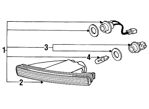 1991 Acura Legend Signal Lamps Lamp Unit, Driver Side Diagram for 33352-SP1-A02