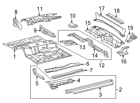 2011 Toyota Tacoma Cab - Floor Rear Crossmember Reinforcement Diagram for 57688-04010
