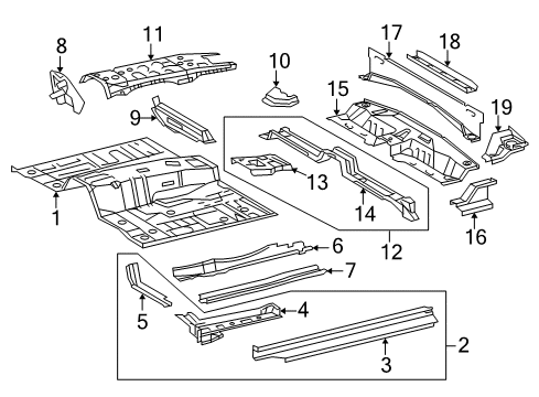 2011 Toyota Tacoma Cab - Floor Rear Floor Pan Diagram for 58311-04040